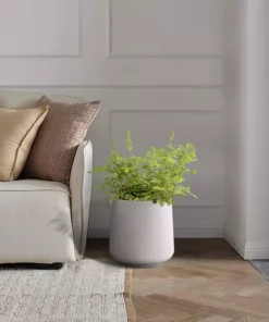 KANTE 13.4 in. H Pure White Tuliped Round Concrete Planter, Outdoor Indoor Large Planter Pots, Containers with Drainage Holes 10 KANTE 13.4 in. H Pure White Tuliped Round Concrete Planter, Outdoor Indoor Large Planter Pots, Containers with Drainage Holes -Vigoro sales Store pure white kante plant pots rf2015022c c80011 1f 1000