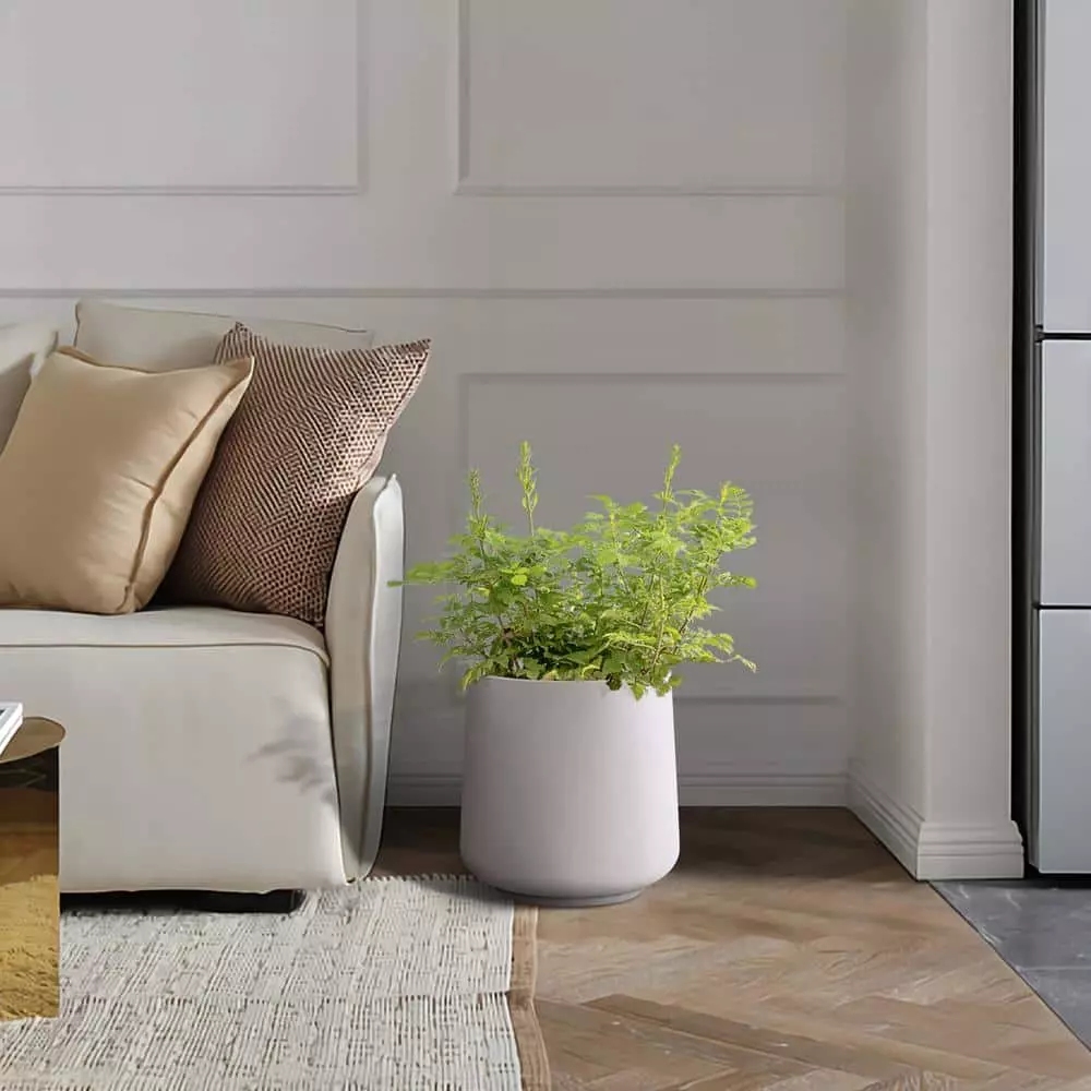 KANTE 13.4 in. H Pure White Tuliped Round Concrete Planter, Outdoor Indoor Large Planter Pots, Containers with Drainage Holes 6 KANTE 13.4 in. H Pure White Tuliped Round Concrete Planter, Outdoor Indoor Large Planter Pots, Containers with Drainage Holes - Image 4