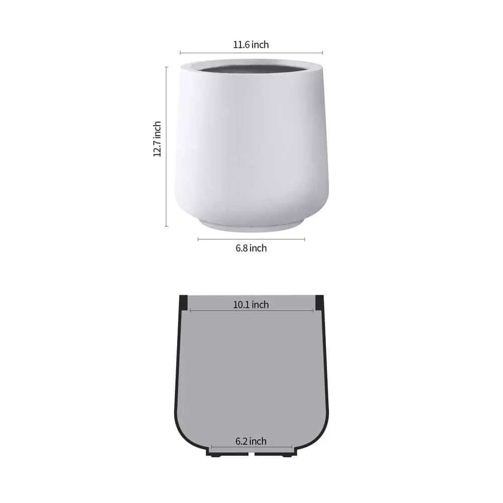 KANTE 13.4 in. H Pure White Tuliped Round Concrete Planter, Outdoor Indoor Large Planter Pots, Containers with Drainage Holes 5 KANTE 13.4 in. H Pure White Tuliped Round Concrete Planter, Outdoor Indoor Large Planter Pots, Containers with Drainage Holes - Image 3