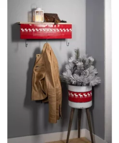 SULLIVANS Red & White Reindeer Metal and Wood Planter Stand (Set of 2) 7 SULLIVANS Red & White Reindeer Metal and Wood Planter Stand (Set of 2) -Vigoro sales Store red sullivans plant pots met1741 4f 1000