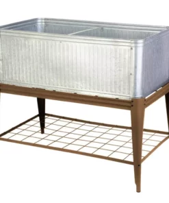 Vigoro Vintage Steel Stand Up Garden Planter with Stand