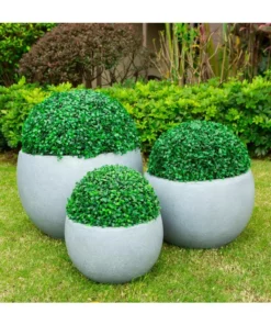 KANTE 20 in., 16 in. and 12 in. W Round Slate Gray Concrete/Fiberglass Indoor Outdoor Elegant Bowl Planters (Set of 3) -Vigoro sales Store slate gray kante plant pots osc0049abc c60611 1f 1000