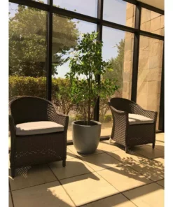 KANTE 10 in. W Round Slate Gray Concrete/Fiberglass Indoor Outdoor Elegant Planter -Vigoro sales Store slate gray kante plant pots osc0050a c60611 44 1000