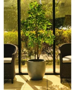 KANTE 10 in. W Round Slate Gray Concrete/Fiberglass Indoor Outdoor Elegant Planter -Vigoro sales Store slate gray kante plant pots osc0050a c60611 fa 1000