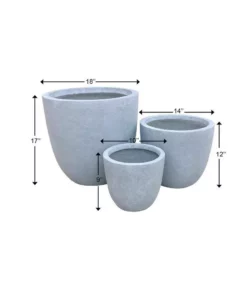 KANTE 18", 14" and 10"W Round Slate Gray Lightweight Concrete/Fiberglass Indoor Outdoor Elegant Seamless Planters (Set of 3) -Vigoro sales Store slate gray kante plant pots osc0050abc c60611 d4 1000
