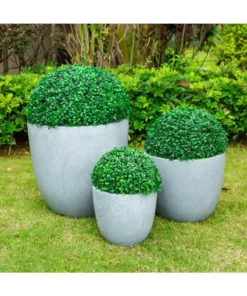 KANTE 18", 14" and 10"W Round Slate Gray Lightweight Concrete/Fiberglass Indoor Outdoor Elegant Seamless Planters (Set of 3) -Vigoro sales Store slate gray kante plant pots osc0050abc c60611 fa 1000