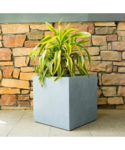 KANTE 10 in. W Square Slate Gray Lightweight Concrete/Fiberglass Indoor Outdoor Modern Elegant Planter -Vigoro sales Store slate gray kante plant pots osf0001a c60611 c3 1000