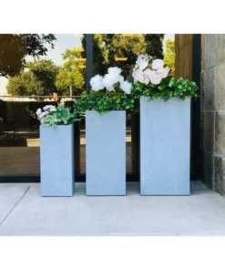 KANTE 28 in. x 24 in. and 20 in. H Square Slate Gray Concrete/Fiberglass Indoor Outdoor Modern Tall Planters -Vigoro sales Store slate gray kante plant pots osf0002abc c60611 1f 1000