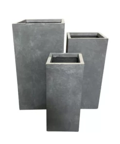 KANTE 28 in. x 24 in. and 20 in. H Square Slate Gray Concrete/Fiberglass Indoor Outdoor Modern Tall Planters -Vigoro sales Store slate gray kante plant pots osf0002abc c60611 c3 1000