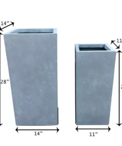 KANTE 28 in. and 24 in. H Square Slate Gray Concrete/Fiberglass Indoor Outdoor Modern Seamless Tall Planters (Set of 2) 7 KANTE 28 in. and 24 in. H Square Slate Gray Concrete/Fiberglass Indoor Outdoor Modern Seamless Tall Planters (Set of 2) -Vigoro sales Store slate gray kante plant pots osf0002bc c60611 4f 1000