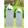 KANTE 28 in. and 24 in. H Square Slate Gray Concrete/Fiberglass Indoor Outdoor Modern Seamless Tall Planters (Set of 2)