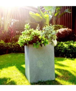 KANTE 13 in. H Square Slate Gray Lightweight Concrete/Fiberglass Indoor Outdoor Modern Planter -Vigoro sales Store slate gray kante plant pots osf0007a c60611 44 1000