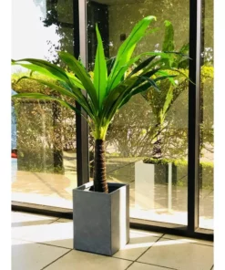 KANTE 13 in. H Square Slate Gray Lightweight Concrete/Fiberglass Indoor Outdoor Modern Planter