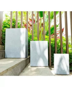 KANTE 19 in. x 16 in. and 13 in. H Square Slate Gray Concrete/Fiberglass Indoor Outdoor Elegant Planters (Set of 3) -Vigoro sales Store slate gray kante plant pots osf0007abc c60611 4f 1000