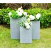 KANTE 19 in. x 16 in. and 13 in. H Square Slate Gray Concrete/Fiberglass Indoor Outdoor Elegant Planters (Set of 3)