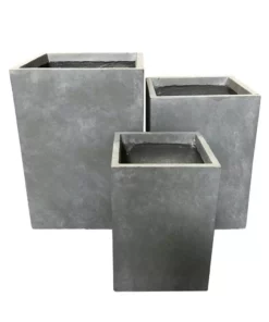 KANTE 19 in. x 16 in. and 13 in. H Square Slate Gray Concrete/Fiberglass Indoor Outdoor Elegant Planters (Set of 3) -Vigoro sales Store slate gray kante plant pots osf0007abc c60611 c3 1000