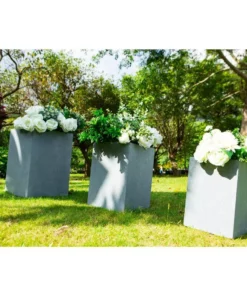 KANTE 19 in. x 16 in. and 13 in. H Square Slate Gray Concrete/Fiberglass Indoor Outdoor Elegant Planters (Set of 3) -Vigoro sales Store slate gray kante plant pots osf0007abc c60611 fa 1000