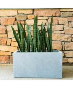 KANTE 23 in. L Rectangular Slate Gray Concrete/Fiberglass Indoor Outdoor Modern Planter -Vigoro sales Store slate gray kante plant pots osf0104a c60611 4f 1000
