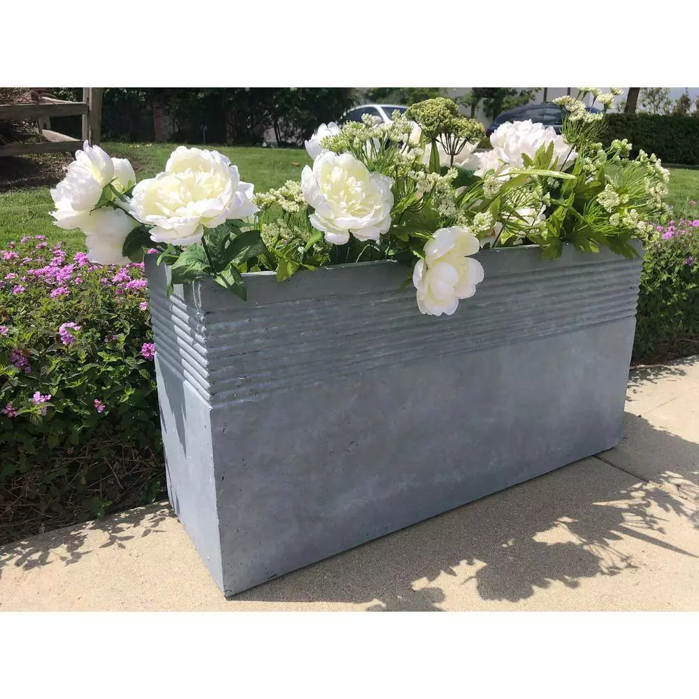 KANTE 31.5 in. L Rectangular Slate Gray Concrete/Fiberglass Indoor Outdoor Modern Elegant Planter 7 KANTE 31.5 in. L Rectangular Slate Gray Concrete/Fiberglass Indoor Outdoor Modern Elegant Planter - Image 5