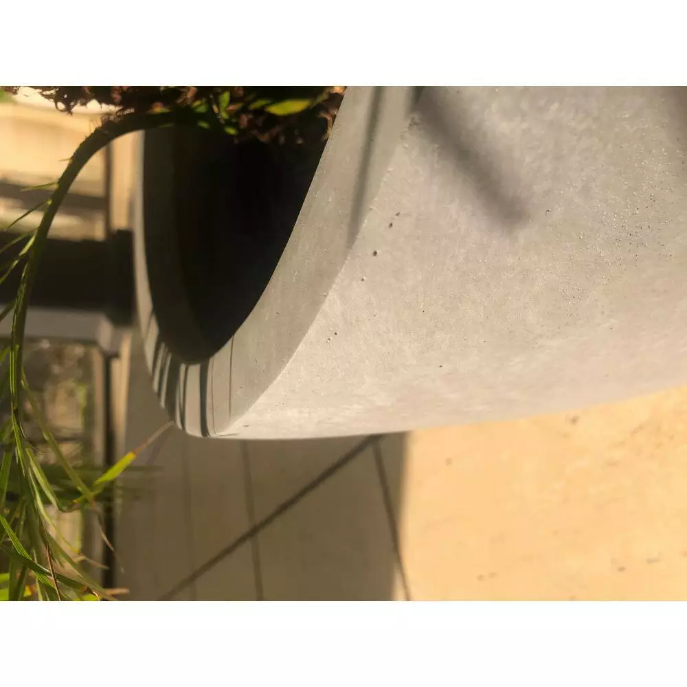 KANTE 9 in. Tall Slate Gray Lightweight Concrete Modern Outdoor Round Planter 7 KANTE 9 in. Tall Slate Gray Lightweight Concrete Modern Outdoor Round Planter - Image 5