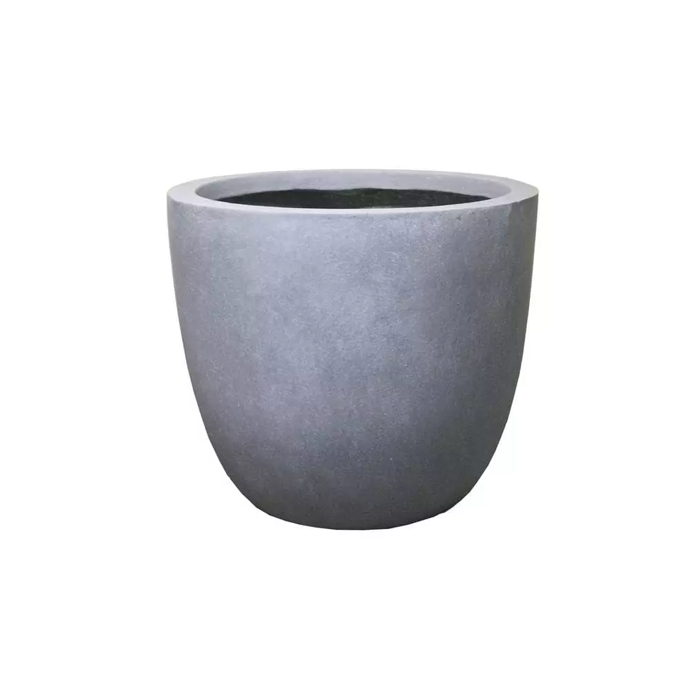KANTE 9 in. Tall Slate Gray Lightweight Concrete Modern Outdoor Round Planter 3 KANTE 9 in. Tall Slate Gray Lightweight Concrete Modern Outdoor Round Planter