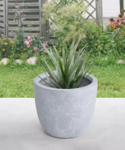 KANTE 12 in. Tall Slate Gray Lightweight Concrete Round Modern Outdoor Planter 14 KANTE 12 in. Tall Slate Gray Lightweight Concrete Round Modern Outdoor Planter -Vigoro sales Store slate gray kante plant pots rc0050b c60611 1f 1000