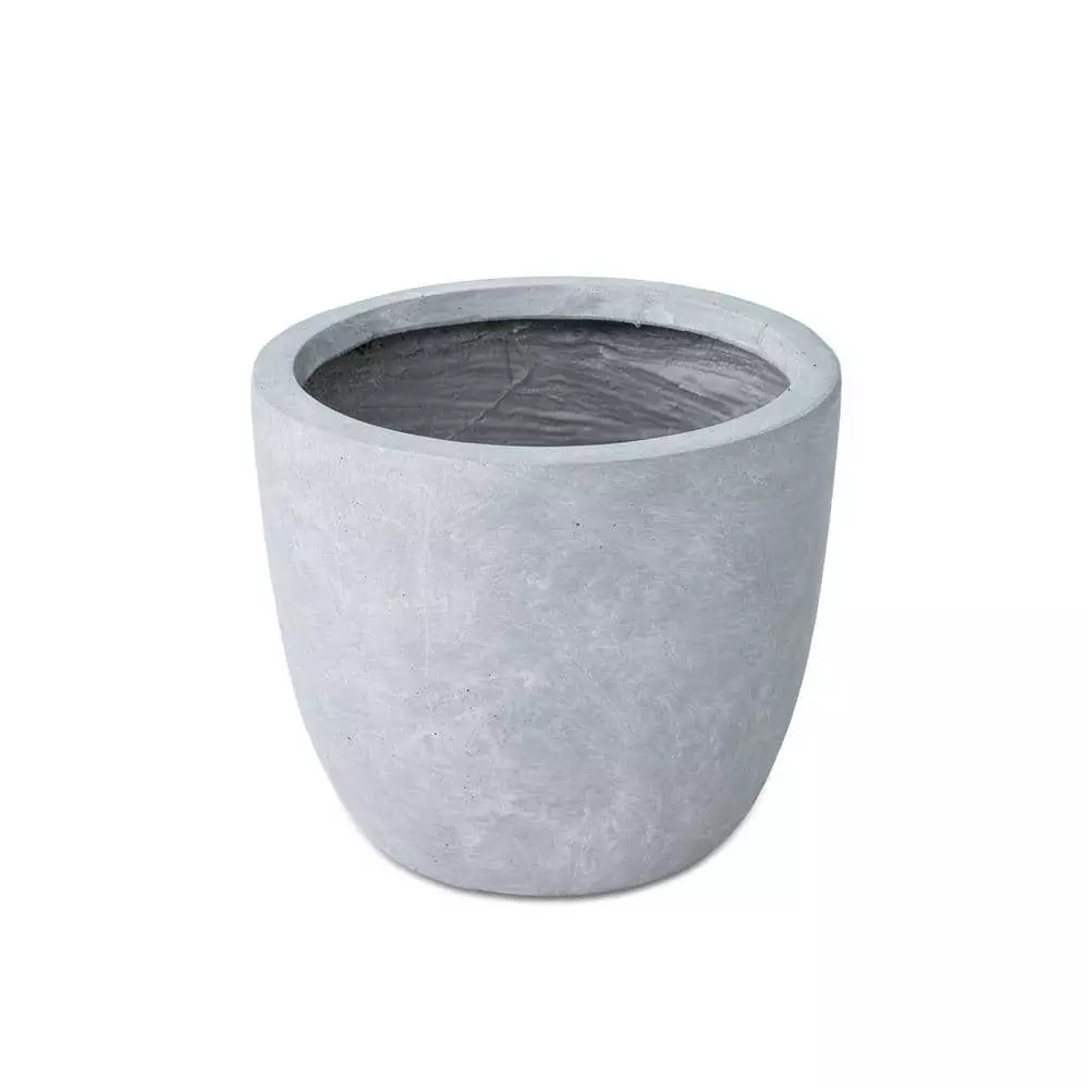 KANTE 12 in. Tall Slate Gray Lightweight Concrete Round Modern Outdoor Planter 3 KANTE 12 in. Tall Slate Gray Lightweight Concrete Round Modern Outdoor Planter