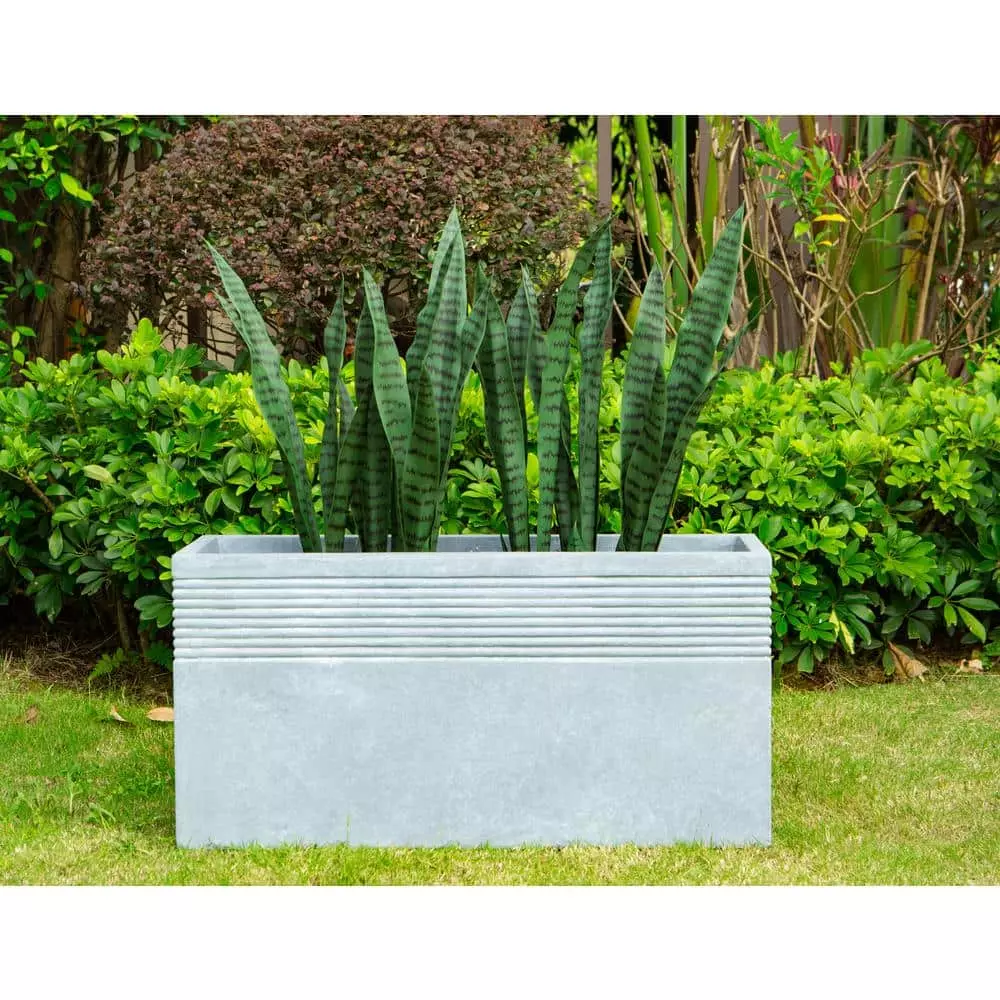 KANTE 31.5 in. L Slate Gray Lightweight Concrete Modern Rectangle Outdoor Planter 4 KANTE 31.5 in. L Slate Gray Lightweight Concrete Modern Rectangle Outdoor Planter - Image 2