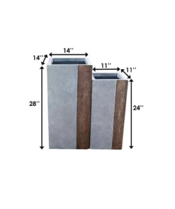 KANTE 28 in and 24 in. H Square Timber Ridge Concrete/Fiberglass Indoor Outdoor Elegant Tall Planters (Set of 2) -Vigoro sales Store timber ridge kante plant pots osf0218bc c80811 fa 1000
