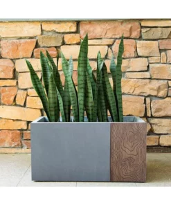 KANTE 31 in. L Rectangular Timber Ridge Concrete/Fiberglass Indoor Outdoor Elegant Long Planter -Vigoro sales Store timber ridge kante plant pots osf0219b c80811 1f 1000