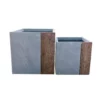 KANTE 16 in. and 12 in. Tall Timber Ridge Lightweight Concrete Modern Square Outdoor Planter Set