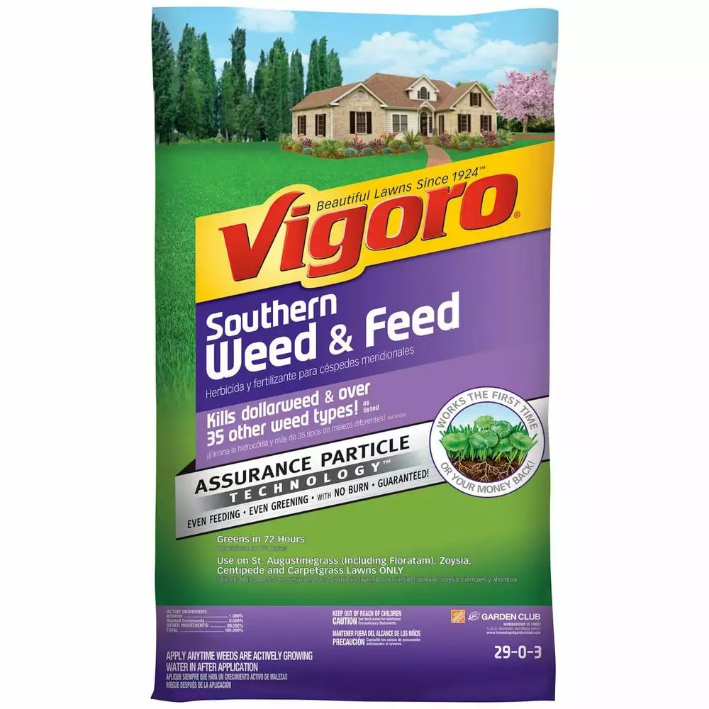 Vigoro 32 lbs. 10,000 sq. ft. Weed and Feed Weed Killer Plus Lawn Fertilizer for Southern Grass Types 3 Vigoro 32 lbs. 10,000 sq. ft. Weed and Feed Weed Killer Plus Lawn Fertilizer for Southern Grass Types