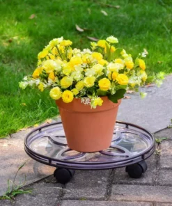 Vigoro 13.6 in. x 13.6 in. x 2.8 in. Brown Metal Plant Caddy -Vigoro sales Store vigoro planter caddies 154208 1f 1000