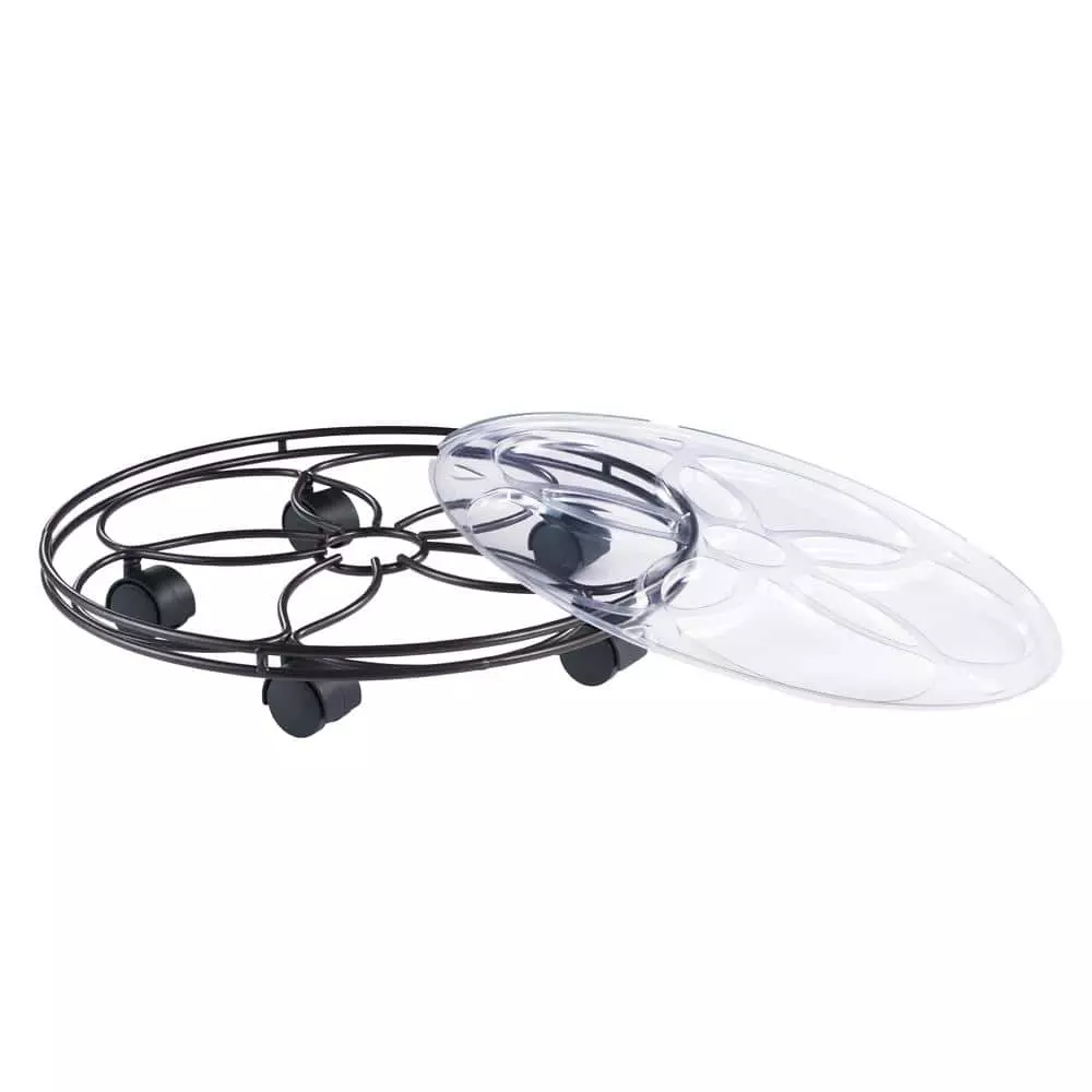 Vigoro 17 in. x 17 in. x 2.8 in. Silver Metal Plant Caddy 4 Vigoro 17 in. x 17 in. x 2.8 in. Silver Metal Plant Caddy - Image 2