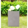 KANTE 19 in. H Square Weathered Concrete/Fiberglass Indoor Outdoor Modern Seamless Planter