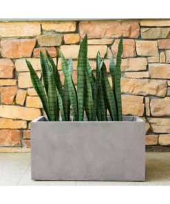 KANTE 31 in. L Rectangular Weathered Concrete/Fiberglass Indoor Outdoor Elegant Planter -Vigoro sales Store weathered concrete kante plant pots osf0104b c80021 2 4f 1000