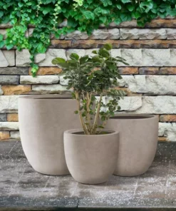 KANTE 20", 16.5" & 13.3"W Round Weathered Finish Concrete Planters Set of 3, Outdoor Indoor w/Drainage Hole & Rubber Plug -Vigoro sales Store weathered concrete kante plant pots rc0152bcd c80021 2 31 1000