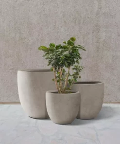 KANTE 20", 16.5" & 13.3"W Round Weathered Finish Concrete Planters Set of 3, Outdoor Indoor w/Drainage Hole & Rubber Plug -Vigoro sales Store weathered concrete kante plant pots rc0152bcd c80021 2 76 1000