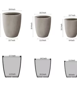 KANTE 22.4", 20.4" and 18.1"H Round Weathered Finish Concrete Planters Set of 3, Outdoor Indoor w/Drainage Hole & Rubber Plug -Vigoro sales Store weathered concrete kante plant pots rc0153bcd c80021 2 c3 1000