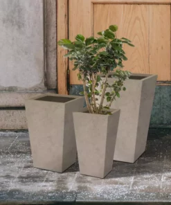 KANTE 24.4", 18" &15.7"H Weathered Finish Concrete Tall Planter Set of 3, Large Outdoor Indoor w/ Drainage Hole & Rubber Plug -Vigoro sales Store weathered concrete kante plant pots rf2015017cde c80021 2 1f 1000