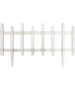 Vigoro 12 in. H White Classic Picket Style Plastic Garden Fence
