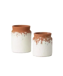 SULLIVANS White Ceramic Speckled Container (Set of 2)