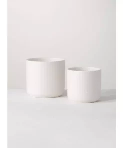 SULLIVANS White Ceramic Planter (Set of 2)