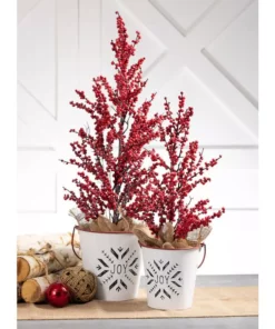 SULLIVANS White Joy Snowflake Metal Bucket (Set of 2) -Vigoro sales Store white sullivans plant pots met1751 4f 1000