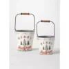 SULLIVANS White Merry Christmas Metal Bucket (Set of 2)