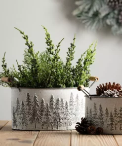 SULLIVANS White Metal Tree Planters with Handles (Set of 3) -Vigoro sales Store white sullivans plant pots met1807 4f 1000