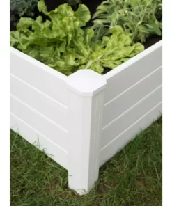 Vigoro 4 ft. x 4 ft. x 15 in. White Vinyl Raised Garden Bed -Vigoro sales Store white vigoro raised planter boxes 26001v 1f 1000