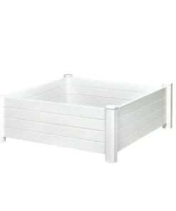 Vigoro 4 ft. x 4 ft. x 15 in. White Vinyl Raised Garden Bed -Vigoro sales Store white vigoro raised planter boxes 26001v 44 1000