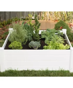 Vigoro 4 ft. x 4 ft. x 15 in. White Vinyl Raised Garden Bed -Vigoro sales Store white vigoro raised planter boxes 26001v 4f 1000