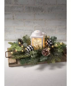 SULLIVANS 8.75 in. Snowflake Lantern with LED Pillar Candle -Vigoro sales Store whites sullivans outdoor lanterns sea44233ln 44 1000